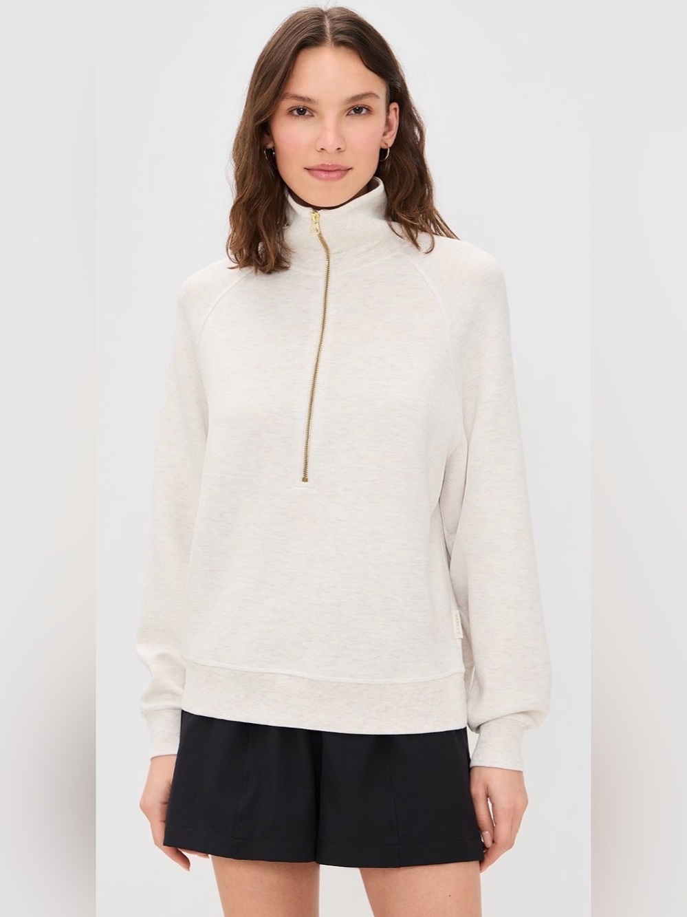 NWT Varley Selene Half Zip Sweatshirt S Ivory Marl